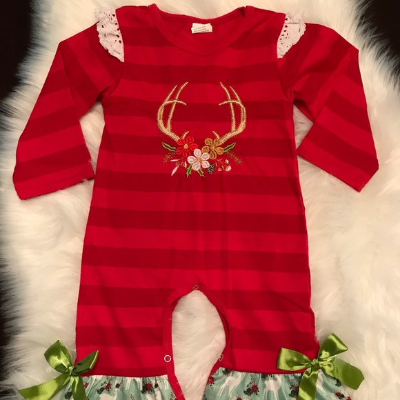 🎄 Holiday romper with embroidered antlers - Picture 2 of 4
